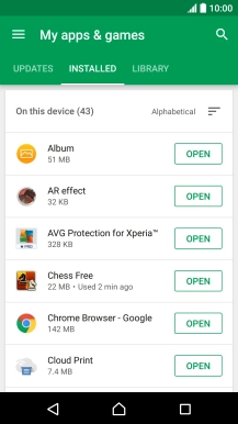 Press the required app.