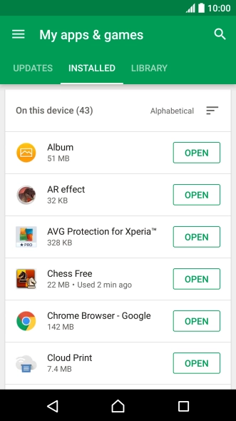 Press the required app.