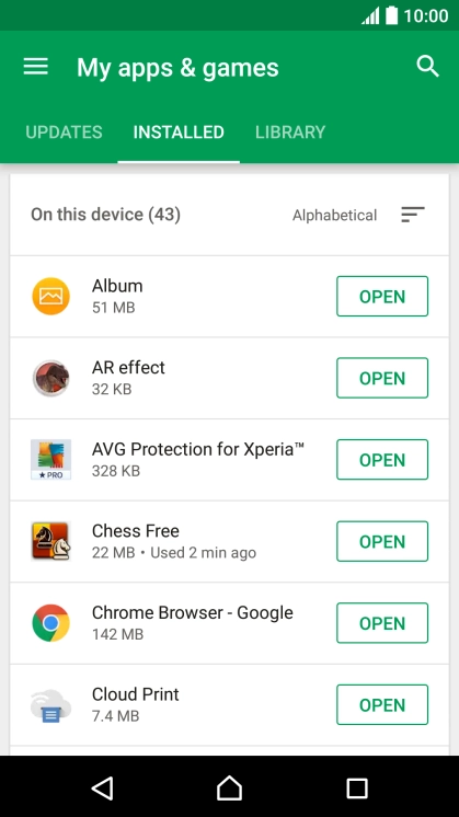 Press the required app.