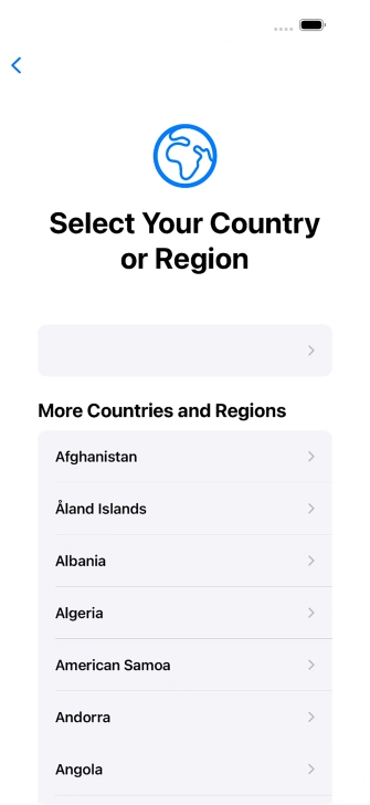 Press the required country or area.