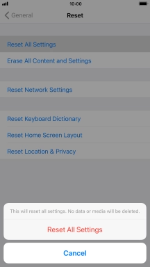 Press Reset All Settings.