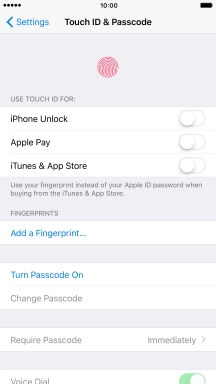 Press Turn Passcode On and key in a phone lock code of your own choice twice.