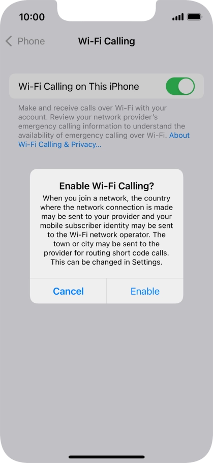 If you turn on the function, press Enable.