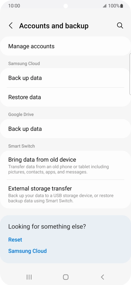 Press Manage accounts.