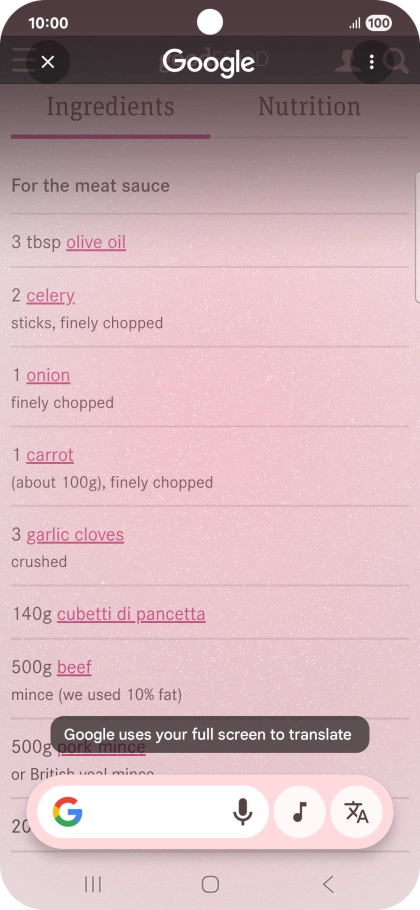 Press the translation icon. Press the translation icon.