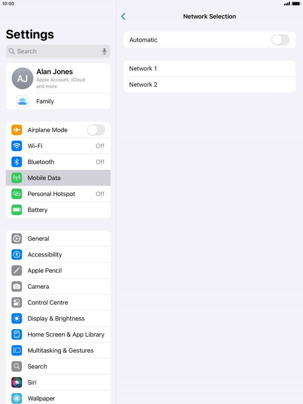 If you turn off the function, press the required network.