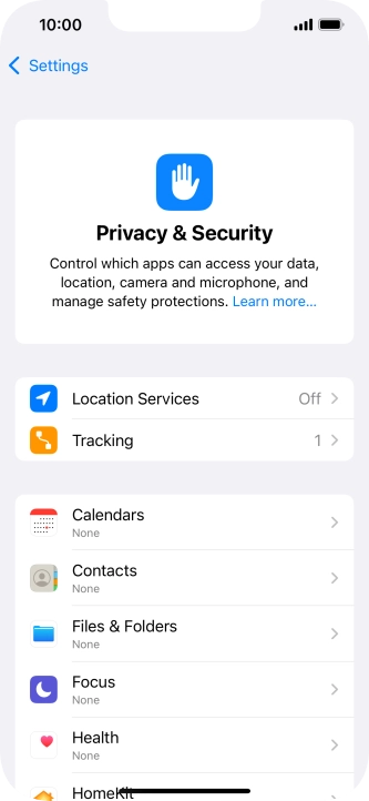 Press Location Services.