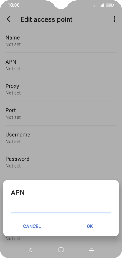 Key in live.vodafone.com and press OK.