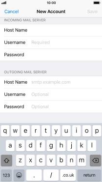 Press Username and key in the username for your email account.