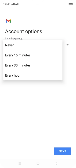 Press the required setting.