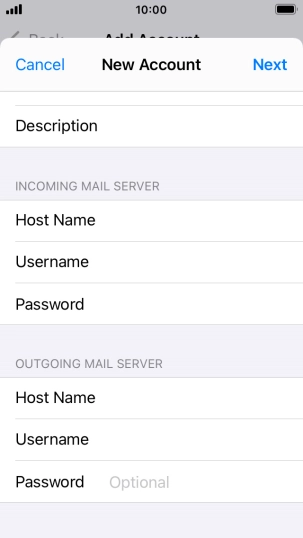 Press Password and key in the password for your email account. Please note that if you're using Vodafone's outgoing server, leave the password field empty.