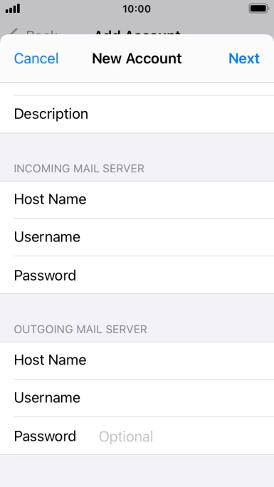 Press Password and key in the password for your email account. Please note that if you're using Vodafone's outgoing server, leave the password field empty.