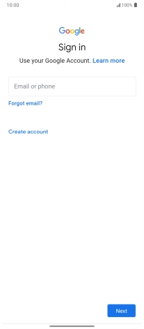 If you don't have a Google account, press Create account and follow the instructions on the screen to create an account.