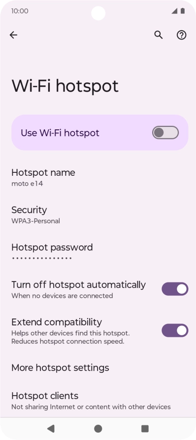 Press Hotspot password.