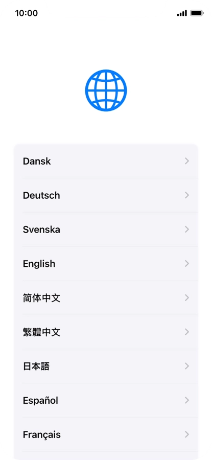 Press the required language.