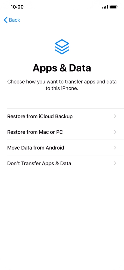 You can transfer content from an Android phone when your phone is activated for the first time and after a factory reset. When this screen is displayed, your phone is ready to transfer content from an Android phone.