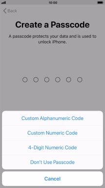 Follow the instructions on the screen to turn on use of phone lock code or press Don't Use Passcode. Follow the instructions on the screen to turn on use of phone lock code or press Don't Use Passcode.