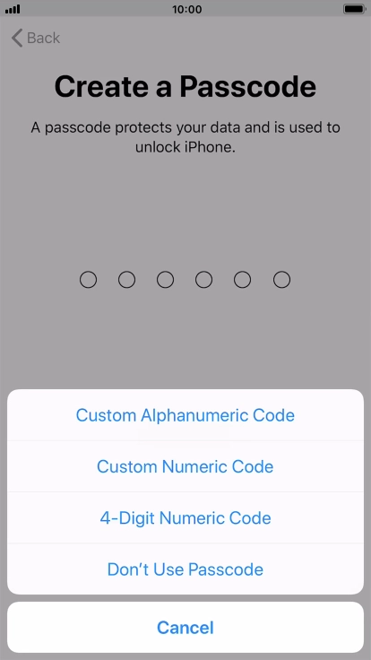 Follow the instructions on the screen to turn on use of phone lock code or press Don't Use Passcode. Follow the instructions on the screen to turn on use of phone lock code or press Don't Use Passcode.