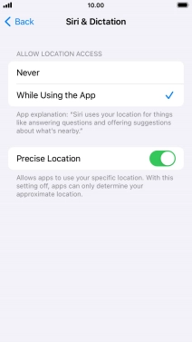 Press the required setting to turn the function on or off.