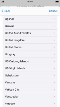 Press the required country.