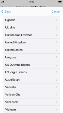 Press the required country.