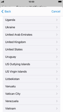 Press the required country.