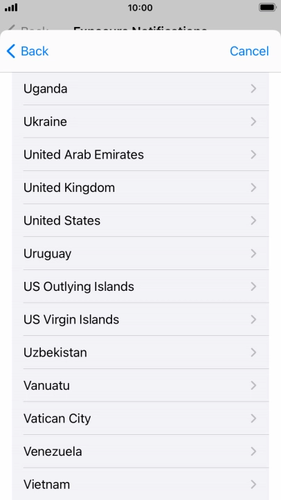 Press the required country.