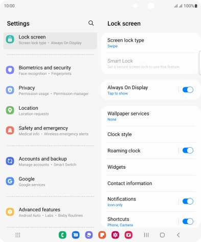 Press Screen lock type.