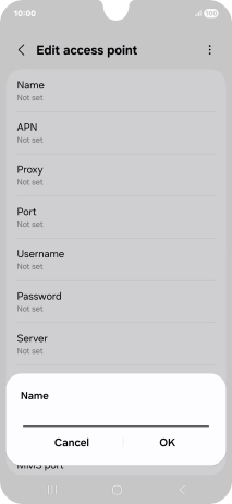 Key in Vodafone Internet and press OK.