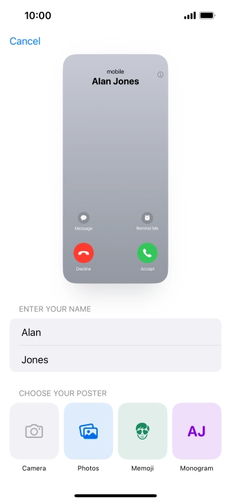 Press the required category and follow the instructions on the screen to select and save the required picture to your Contact Poster.