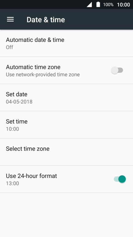 Press Automatic date & time.