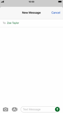 Press the text input field and write the text for your text message.