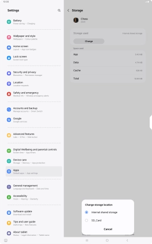 Press the name of the memory card.