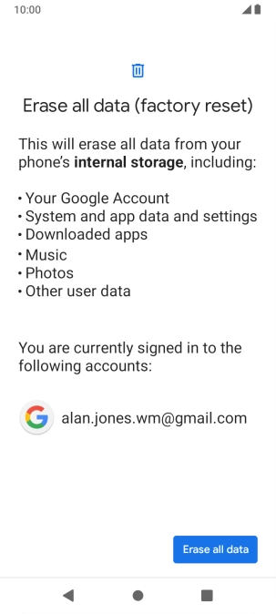 Press Erase all data.