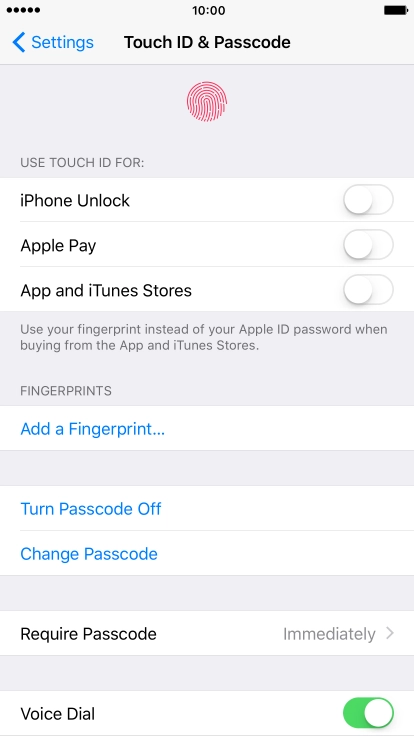 Press Turn Passcode Off and key in the phone lock code.