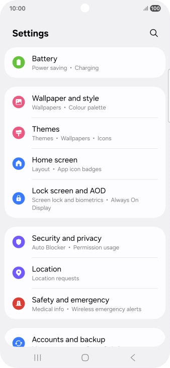 Press Security and privacy.