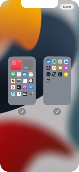 Press the fields below the required home screens to select or deselect them.
