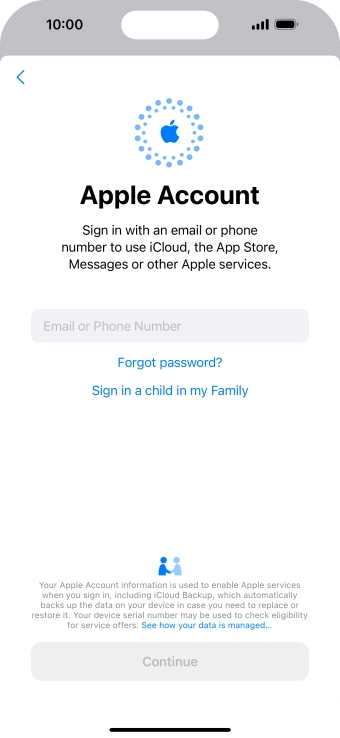 Press Email or Phone Number and key in the username for your Apple ID.