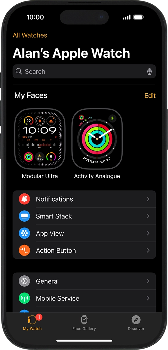 On your phone: Press My Watch.