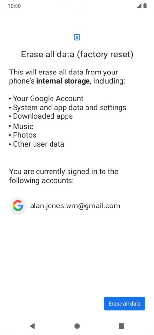 Press Erase all data.