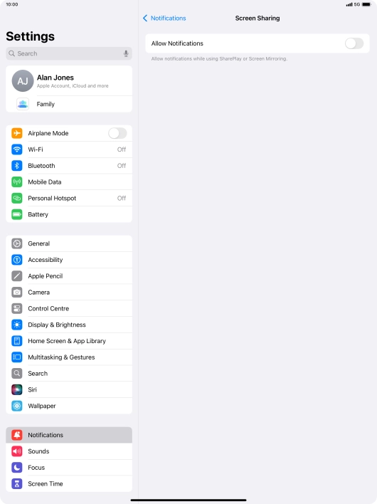 Press the indicator next to 
