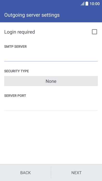 Press Login required to turn the function on or off. Please note that if you're using Vodafone's outgoing server, turn off SMTP authentication and leave the username and password fields empty.