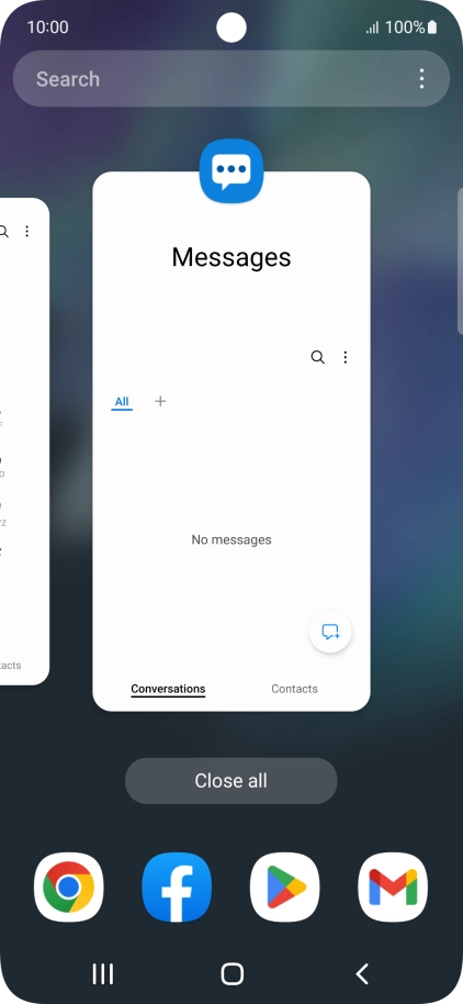 To end one running application, slide your finger upwards on the required application.