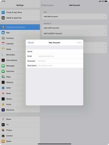 Press Email and key in your email address.