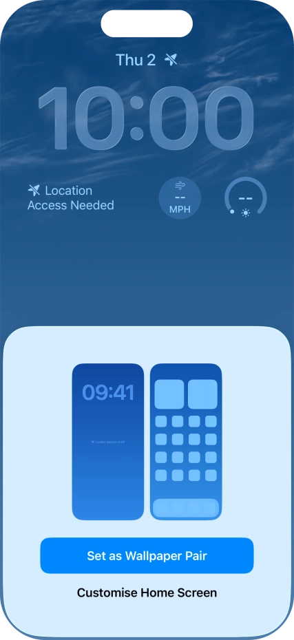 To use the same colour theme on the home screen, press Set as Wallpaper Pair.