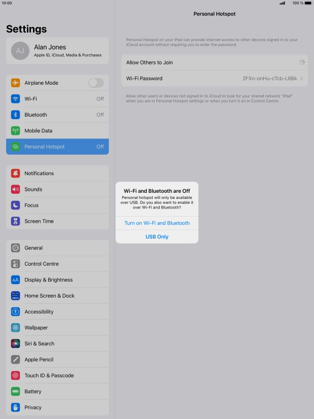 If Wi-Fi is turned off, press Turn on Wi-Fi and Bluetooth.