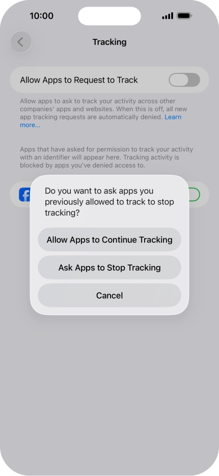If you turn off the function, press the required setting.
