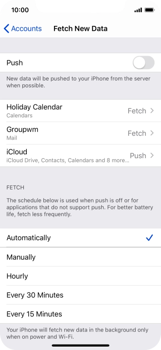 If you turn off the function, press the required setting.