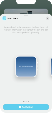 Slide your finger right or left on the screen to select the required widget size.