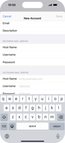 Press Host Name and key in the name or IP address of your email provider's outgoing server. Please note that if you can't send email messages when using your email provider's outgoing server, key in smtp.vodafone.net.au (Vodafone's outgoing server).